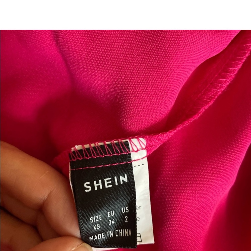 Bright Pink V-Neck Tiered Dress - Picture 4 of 4